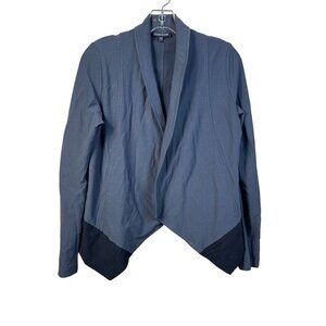 Eileen Fisher Charcoal And Black Open Front Cardigan Jacket Soft Blazer Size XS